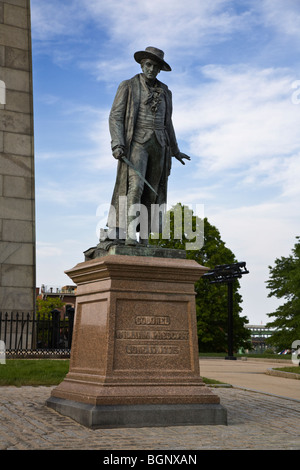 Statue du colonel William PRESSCOTT au Bunker Hill Monument situé sur la colline de la race - Charlestown, Massachusetts Banque D'Images