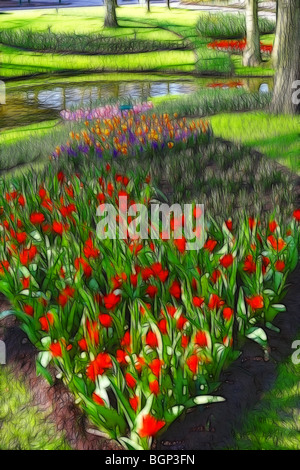 Photo illustration : Affiche de tulipes au printemps Banque D'Images