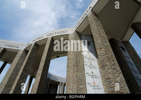 La Seconde Guerre mondiale Mémorial américain à la colline du Mardasson commémore la Bataille des Ardennes, Bastogne, Ardennes, Belgique Banque D'Images