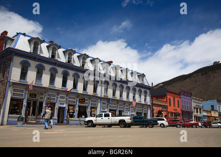 Victorian bâtiments dans la rue principale de Silverton, vieille ville minière de l'ouest, l'altitude de 9 318 pieds dans le comté de San Juan dans le Colorado, USA Banque D'Images