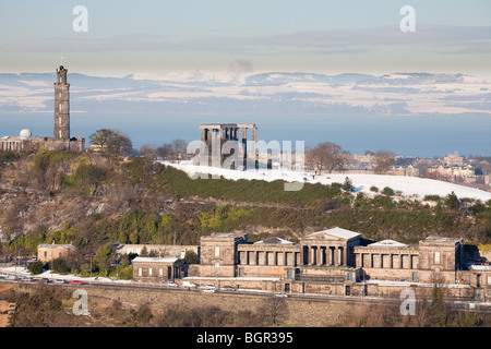 La Ville d'Édimbourg de Salisbury Crags en hiver Banque D'Images