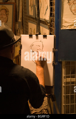 Artiste de rue sur la caricature crayonné de Hanioti resort Halkidiki Banque D'Images