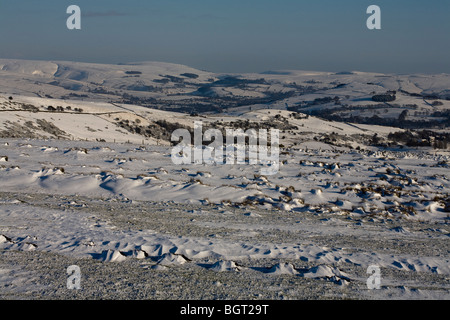 Paysage d'hiver Handley Lyme Lyme Park ci-dessus et le sentier Gristone Cheshire Angleterre Banque D'Images