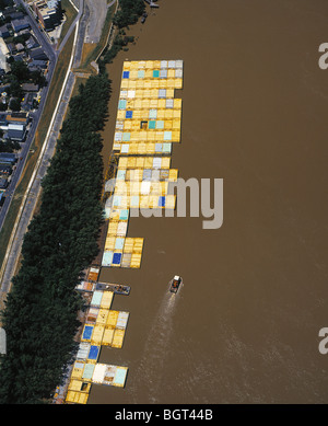 Vue aérienne au-dessus du fleuve Mississippi barges la Nouvelle Orléans en Louisiane Banque D'Images