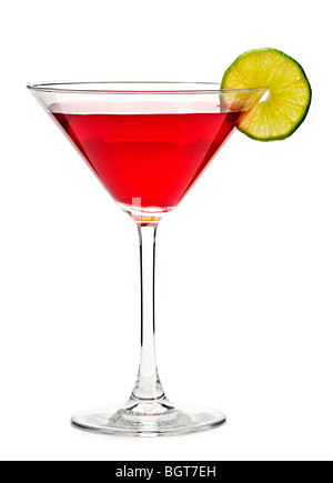 Cocktail Cosmopolitan verre isolé sur fond blanc Banque D'Images
