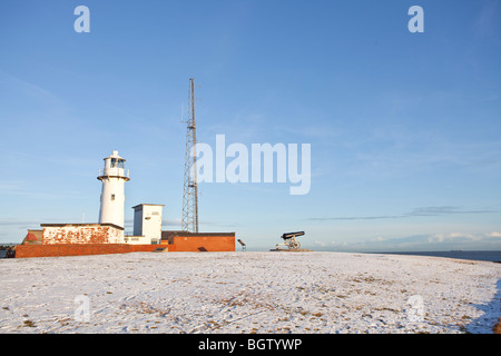 Le vieux phare à Hartlepool en bout de champ Banque D'Images