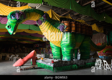 Divers articles en stock flotteur à Mardi Gras World, La Nouvelle-Orléans, Louisiane Banque D'Images