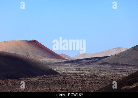 Les volcans, champ de lave Caldera gauche Colorada, Lanzarote, Canary Islands, Spain, Europe Banque D'Images