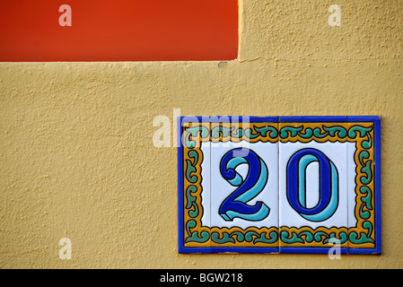 Close-up of street numéro 20 à Corralejo, Fuerteventura, Canary Islands, Spain, Europe Banque D'Images