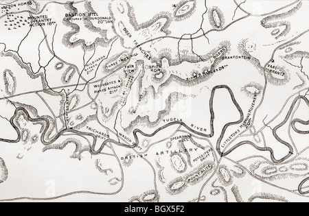 Plan du site de l'engagement à Spion Kop, pendant la Seconde Guerre des Boers Banque D'Images