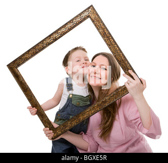 Mère et fils portrait Banque D'Images