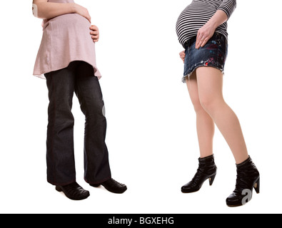 High heels vs flat shoes enceinte. Banque D'Images