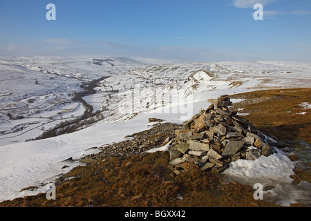 Arkengarthdale de Fremington Edge en hiver Arkengarthdale North Yorkshire Banque D'Images