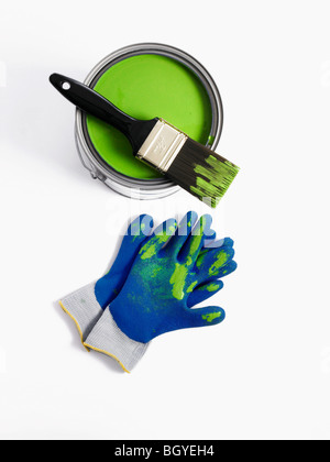 Pinceau et gants Banque D'Images