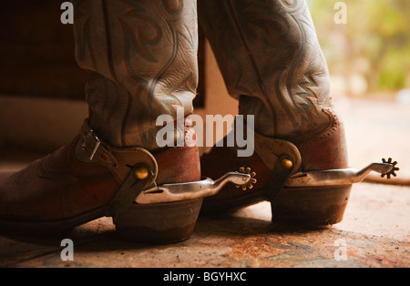 Spurs sur bottes de cow-boy Banque D'Images