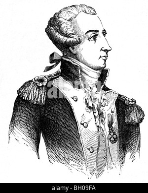 Le général Marquis de Lafayette est venu en Amérique en 1777 pour rejoindre le général de l'armée continentale de George Washington. Banque D'Images