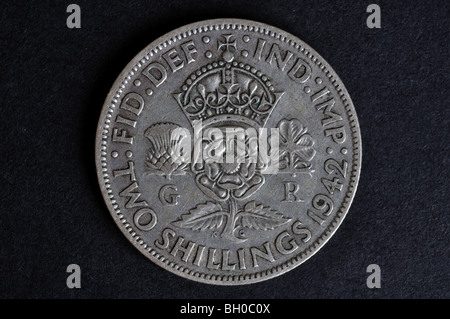 1942 Deux shillings coin UK Banque D'Images