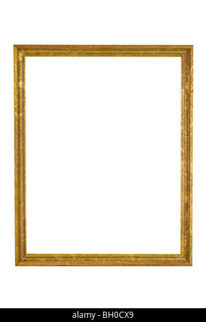 Stock photo d'or étroit cadre photo, la desquamation et l'épluchage, finition blanc isolé. Banque D'Images