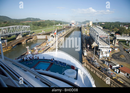 Écluses Miraflores. Canal de Panama. Le Panama. L'Amérique centrale Banque D'Images