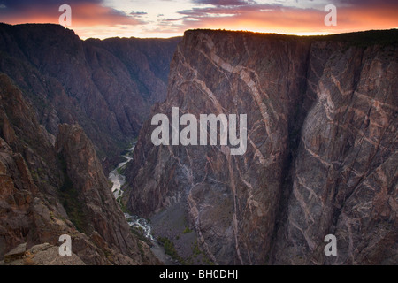 Mur peint, Parc National Black Canyon of the Gunnison, Colorado. Banque D'Images