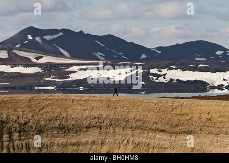 Le lac géothermique, Viti dans les hautes terres d'Islande - Banque D'Images