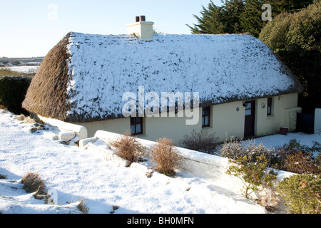 Cottage irlandais en paysage d'hiver Banque D'Images