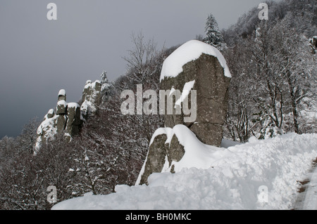 Parc National des Cévennes dans la neige, Gard, dans le sud de la France Banque D'Images