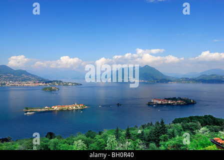 Le Lac Majeur avec les îles Borromées, Isole Borromee, Isola Superiore, Isola Bella et Isola Madre, Stresa, lac Majeur, lac Mag Banque D'Images