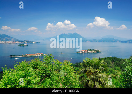 Le Lac Majeur avec les îles Borromées, Isole Borromee, Isola Superiore, Isola Bella et Isola Madre, Stresa, lac Majeur, Lac Banque D'Images