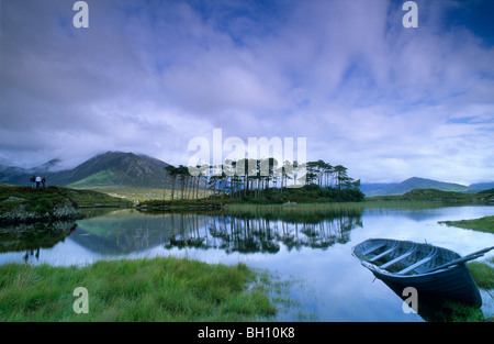 Lac Ballynahinch et de réflexion, le Connemara, dans le comté de Galway, Irlande, Europe Banque D'Images