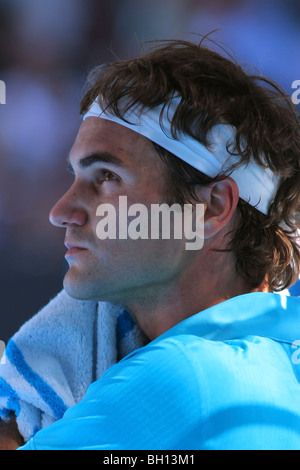 Roger Federer (SUI) participent à l'Open d'Australie 2010 de Tennis. Banque D'Images