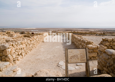 Israël, la Mer Morte, Qumran le réfectoire Banque D'Images