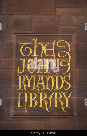 John Rylands Library Sign Spinningfields district central Manchester Angleterre Angleterre Europe Banque D'Images