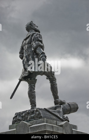 Détail de Ferdinand Magellan statue à Punta Arenas, Chili Banque D'Images