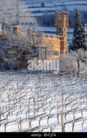 Winery et paysage en hiver, St Anton, Tyrol du Sud, Italie Banque D'Images