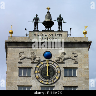 Thug Bell, Kroch gratte-ciel, Place Auguste, Leipzig, Saxe, Allemagne Banque D'Images