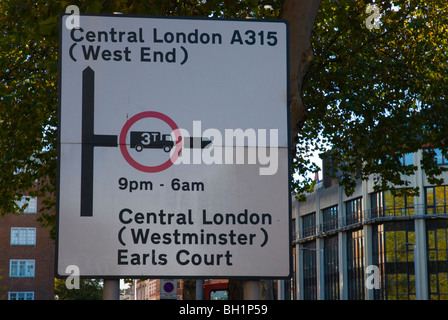 Limite de poids entre 9h et 6h à Kensington West London England UK Banque D'Images