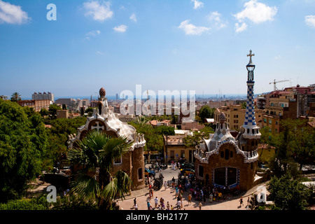 Barcelona - Spanish Art Nouveau movement - Modernisme - Gaudi - Park Guell de Gaudi - les pavillons Banque D'Images