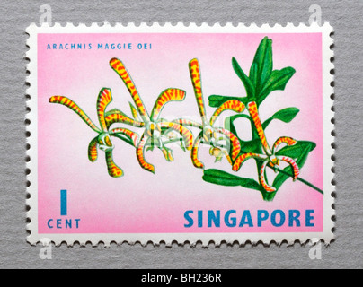 Timbre-poste de Singapour. Banque D'Images