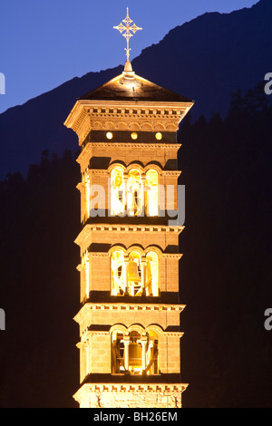 ST ROMAN. KARL ÉGLISE, SPIRE, ST. MORITZ-BAD, ST. MORITZ, UPPER ENGADINE, ENGADINE, Grisons, Suisse Banque D'Images