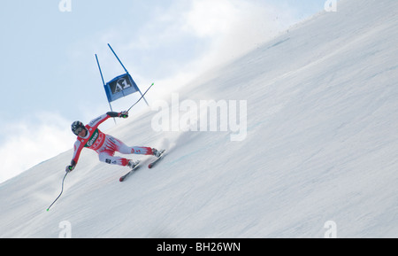 ski alpin sur hahnenkamm, kitzbuhel, autriche Banque D'Images