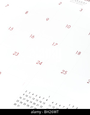 Calendrier vide page close up Banque D'Images