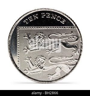 La dix pence coin vue arrière nouveau design Banque D'Images