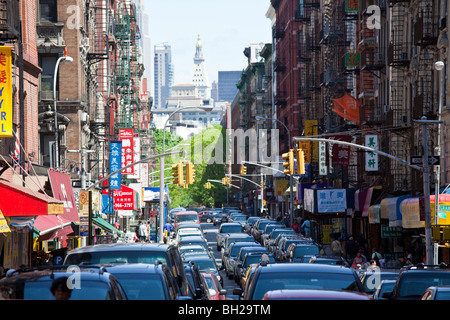 Mott street dans le quartier chinois, Manhattan, New York City Banque D'Images