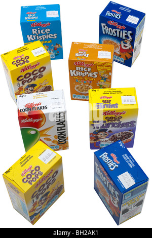 Huit boxes individuels de Kellogg's variété Céréales mixtes Banque D'Images