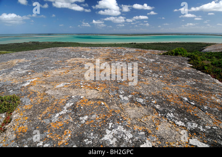 Vue depuis le haut rocher seeberg view point Langebaan lagoon West Coast National park afrique du sud Banque D'Images