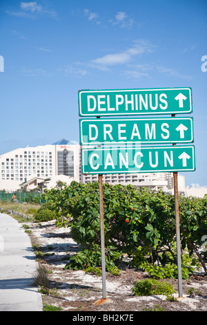 Cancun hotel zone sur la péninsule du Yucatan au Mexique. Banque D'Images