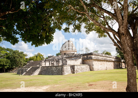 L'observatoire ou Shell Tower. Site archéologique de Chichen Itza Yucatan Mexique. Banque D'Images