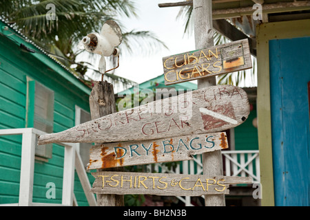 Caye Caulker, Belize Cayes du Nord,. Banque D'Images