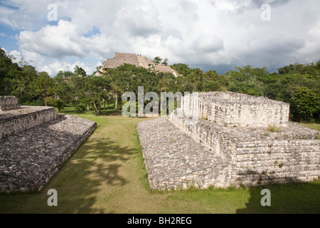 Ball, South Plaza, Ek Balam, Yucatan, Mexique Banque D'Images